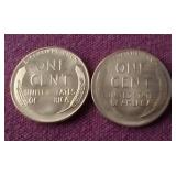 (2) Uncirculated Red 1954-S Wheat Pennies