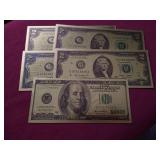 (5) Gold Foil Replica Novelty Notes