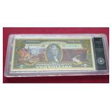 Genuine Colorized $2 Note - Beautiful Grand Canyon Artwork