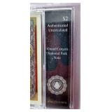 Genuine Colorized $2 Note - Beautiful Grand Canyon Artwork