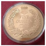 Indian Penny Style 5 oz Copper Round