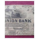 1857 Union Bank of Sullivan County, Monticello, New York $5 Note - Wow!