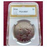 Gorgeous 1934 Peace Dollar - PGA MS61