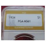 Gorgeous 1934 Peace Dollar - PGA MS61