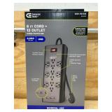 Commercial Electric 6 FT Cord + 12 Outlet Surge Protector.