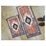 Rugs - Persian-Style Runner Pair, Orange Field & Navy Border