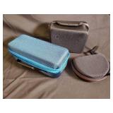 Blue Shure Hard-Shell Case & Black Travel Case & Round Black Case