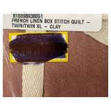 French Linen Box Stitch Quilt - Twin/Twin XL - Clay