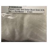 Duvet Cover Set - Bokser Home - French Linen & Cotton - Full/Queen - Cream