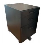 O - Black Metal 3-Drawer Mobile File Cabinet