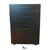 O - Black Metal 3-Drawer Mobile File Cabinet