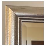 E - Rectangular Wall Mirror with Textured Silver Frame
