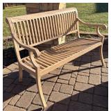 SY - Outdoor Metal Bench with Slatted Design and Curved Arms