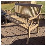 SY - Outdoor Metal Bench with Slatted Design and Curved Arms