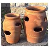 SY - Pair of Terra-Cotta Strawberry Planter Pots Outdoor