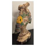 O - Vintage Cast Iron Flower Basket Doorstop