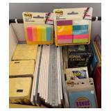 O - Box of Assorted Office Supplies Including Post-it Notes, Pads, Index Cards, Paper Clips and More