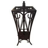 E - Black Metal Standing Coat Rack with Decorative Scrollwork