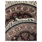 O - Vintage Oval Rug with Floral Pattern