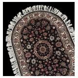 O - Vintage Oval Rug with Floral Pattern