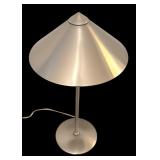 O - Modern Brushed Metal Table Lamp with Conical Shade