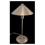 O - Modern Brushed Metal Table Lamp with Conical Shade