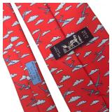 O - Set of 2 Hermes Silk Neck Ties - Airplane and Ladybug Designs