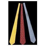 O - Set of 3 Salvatore Ferragamo Silk Neck Ties - Assorted Patterns
