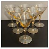 O - Set of 6 Vintage Amber Stemware Cocktail Glasses