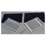 G - Set of 4 Rectangular Rugs with Black and Tan Patterns