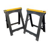 G - Pair of Folding Sawhorses with Yellow Trim