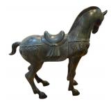 Pair of Large Metal Tang Dynasty-Style Horse Sculptures