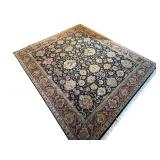 LR - Wool Area Rug with Oriental Floral Pattern
