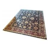 LR - Wool Area Rug with Oriental Floral Pattern