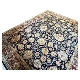LR - Wool Area Rug with Oriental Floral Pattern