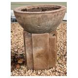 Pair of Large Concrete Garden Planters on Pedestal Bases, 3 Feet Tall
