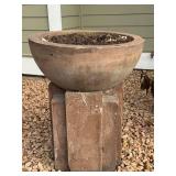 Pair of Large Concrete Garden Planters on Pedestal Bases, 3 Feet Tall