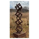 Metal Geometric Outdoor Sculpture 73 Inch Tall