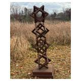 Metal Geometric Outdoor Sculpture 73 Inch Tall