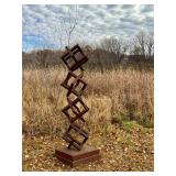 Metal Geometric Outdoor Sculpture 73 Inch Tall