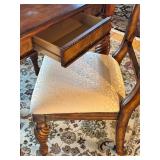 LR - Square Wood Dining Table with 2 Upholstered Chairs and Drawers