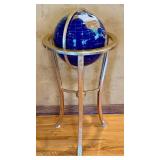 LR - Inlaid Gemstone Globe with Gold-Tone Stand, 42 Inch Height