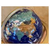 LR - Inlaid Gemstone Globe with Gold-Tone Stand, 42 Inch Height