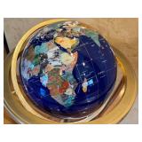 LR - Inlaid Gemstone Globe with Gold-Tone Stand, 42 Inch Height