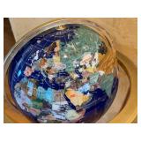 LR - Inlaid Gemstone Globe with Gold-Tone Stand, 42 Inch Height