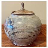LR - Handcrafted Lidded Studio Pottery Jar, 10 Inch Tall