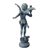 LR - Alerte Bronze Cherub Putti Statue after Louis Augusta Moreau Candle Holder