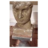 SY - Pair of Concrete Head Sculptures on Pedestals