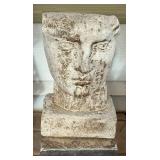 SY - Pair of Concrete Head Sculptures on Pedestals