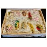 Boxed Set of 10 Handcrafted Kurt S. Adler Fruit and Vegetable Glass Ornaments